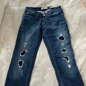 Patchwork Power Skinny Low Jeans, Size 25